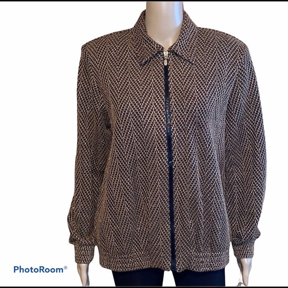 Alfred Dunner Jackets & Blazers - Alfred Dunner Coco Black Gold Metallic Thr…